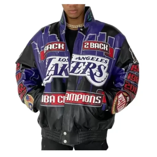 Buy LA Lakers 2001 Championship Bomber Leather Jacket-Unisex
