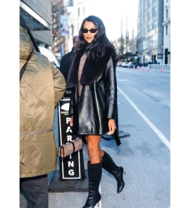 Kelsey Belted Black Leather Jacket