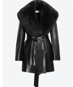 Kelsey Belted Leather Jacket
