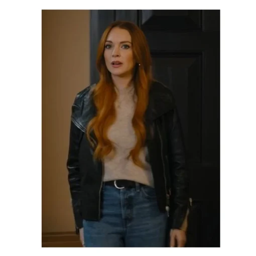 Our Little Secret Lindsay Lohan Black Leather Jacket - Image 3