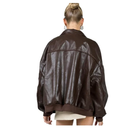 Princess Polly Brown Leather Jacket - Image 3