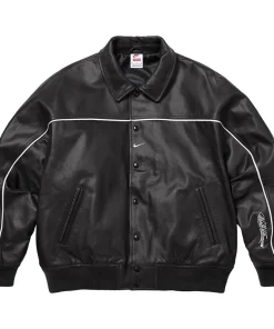 Supreme x Nike Leather Varsity Jacket Spring 2025 Front