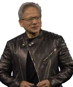 Nvidia CEO Jensen Huang Leather Jacket Front