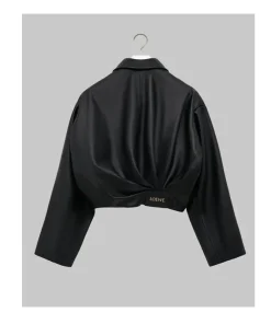 loewe draped leather jacket Black