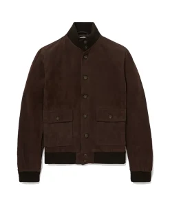 Slim Fit Suede Bomber Jacket