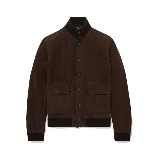 Slim Fit Suede Bomber Jacket