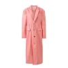Women's Unisex Faux Peach Plant Leather Long Coat Front
