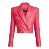 6-Button Leather Cropped Jacket