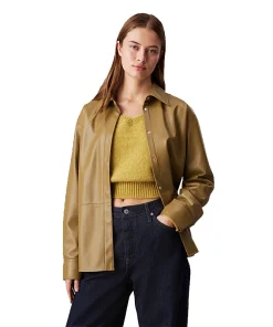 Faux Leather Shirt Front