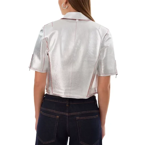 Sevana Reversible Silver Leather Jacket Back