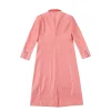 Women's Unisex Faux Peach Plant Leather Long Coat Back