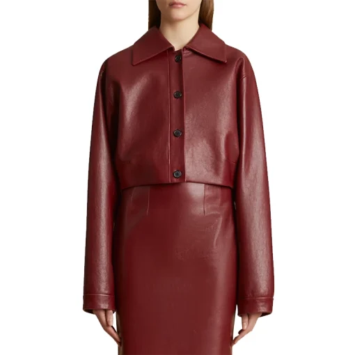 Women's Sue Cropped Leather Jacket Front