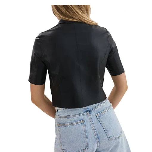 Sevana Reversible Black Leather Jacket Back