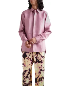 Men's Pink Skinny Leather Shirt Front