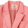 Women's Unisex Faux Peach Plant Leather Long Coat Lapel