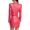 6-Button Leather Cropped Jacket Back