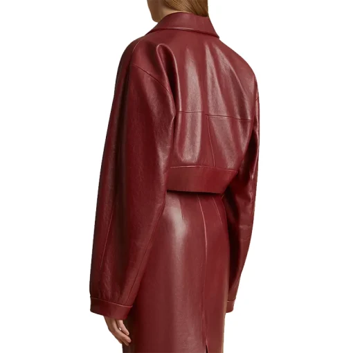Women's Sue Cropped Leather Jacket Back