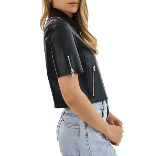 Sevana Reversible Black Leather Jacket Side