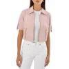 Sevana Reversible Rose gold Leather Jacket Front