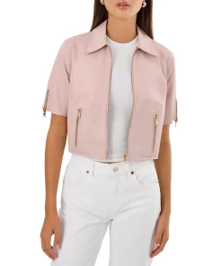 Sevana Reversible Rose gold Leather Jacket Front