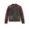 Diesel Leather Jacket With Contrasting Stripes