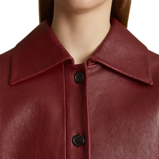 Women's Sue Cropped Leather Jacket Collar