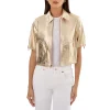 Sevana Reversible Gold Leather Jacket Front