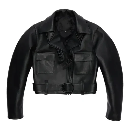 Women's Cropped Slim Classic Leather Jacket