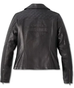 Women's Classic Biker Debossed Leather Jacket