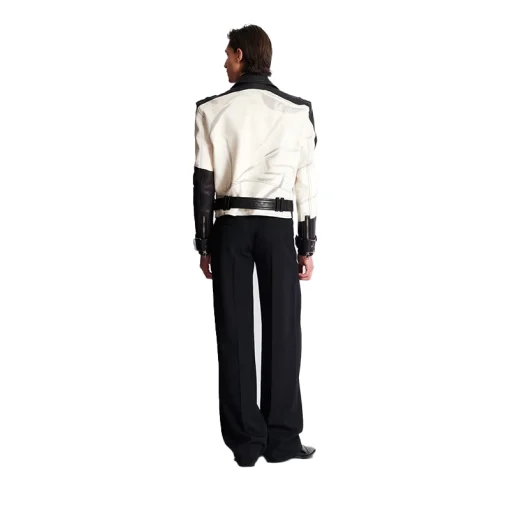 Balmain Trompe-l'œil T-shirt Print Leather Biker Jacket