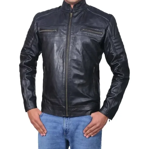 Men's Cafe Racer Black Classic Biker Jacket