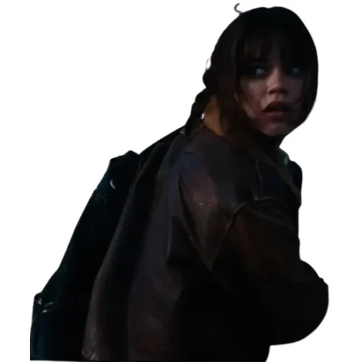 Hurry Up Tomorrow Jenna Ortega Brown Fur Leather Jacket