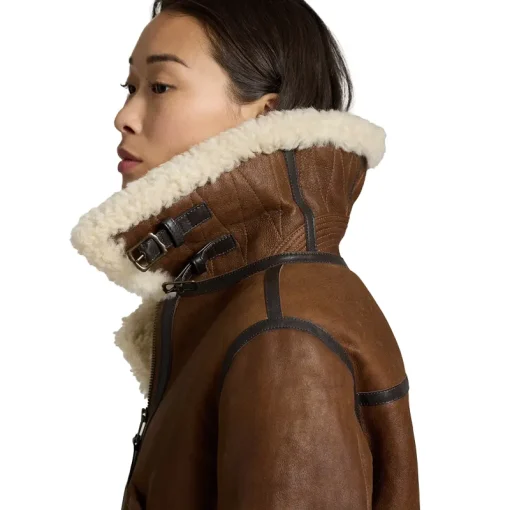 Leather-Trim Shearling Aviator Jacket - Image 5