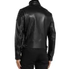 Men’s Black Padded Sleeves Leather Jacket