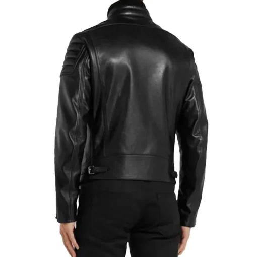 Men’s Black Padded Sleeves Leather Jacket