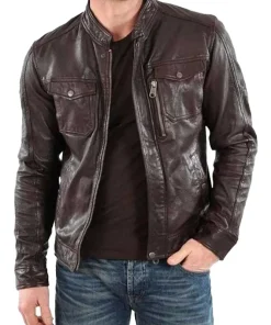 Men's Brown Casual Leather Jacket