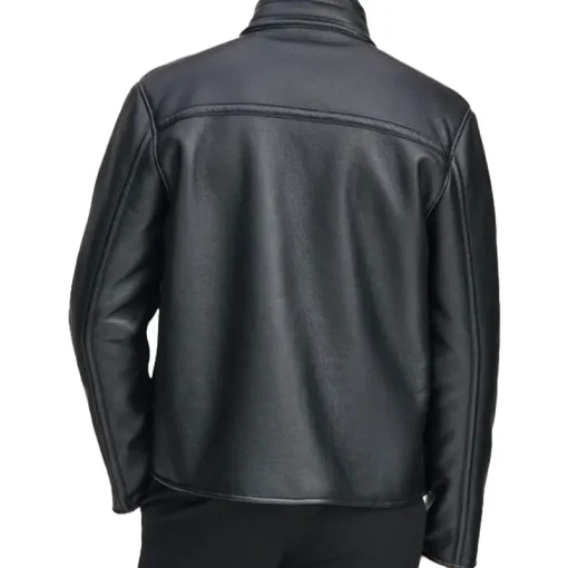 Faux Shearling Black Geniune Leather Jacket