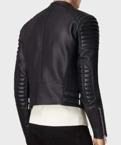 Men's Asymmetrical Black Bikers Padded Jacket