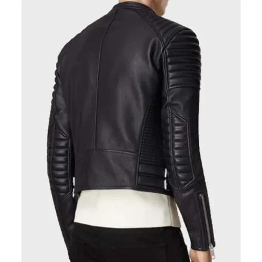 Men's Asymmetrical Black Bikers Padded Jacket