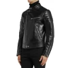 Men’s Black Padded Sleeves Leather Jacket