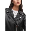 Women's Oversized Motorcycle Black Leather Jacket