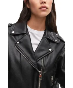 Women's Oversized Motorcycle Black Leather Jacket