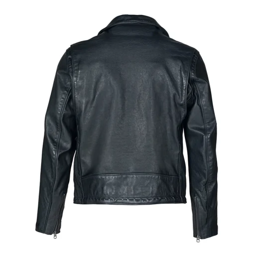 Men's Schott Cowhide Clean Motorcycle Black Leather Jacket