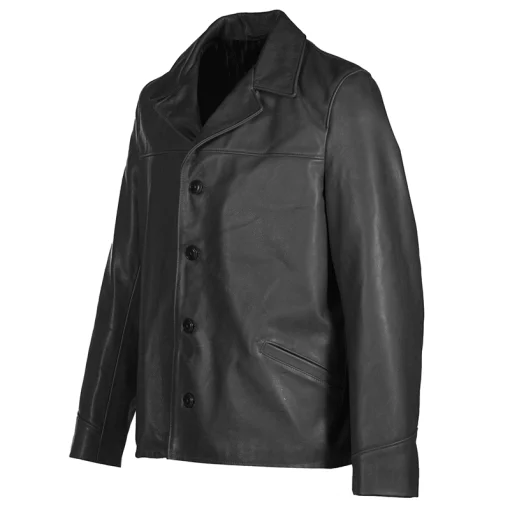 Schott Cowhide Hip Length Car Black Leather Coat