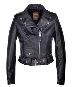 Schott Cropped Lambskin Leather Jacket