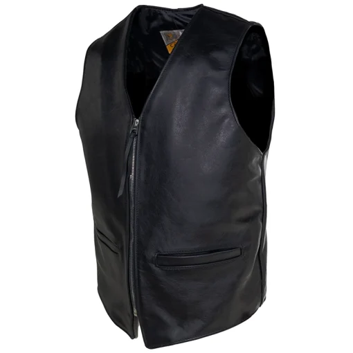 Schott Naked Cow Hide Moto Black Leather Vest