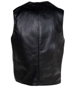 Men's Schott Naked Cow Hide Moto Black Leather Vest