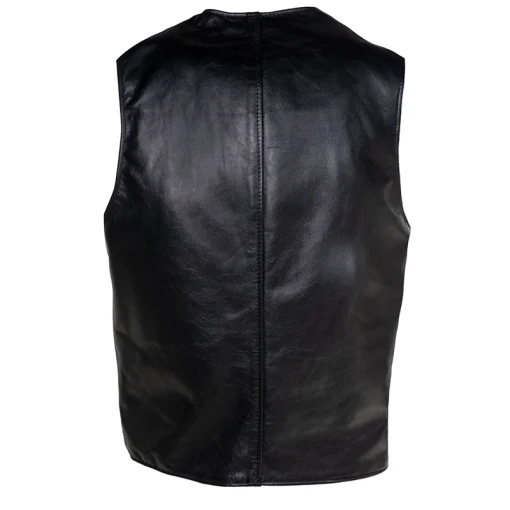 Men's Schott Naked Cow Hide Moto Black Leather Vest