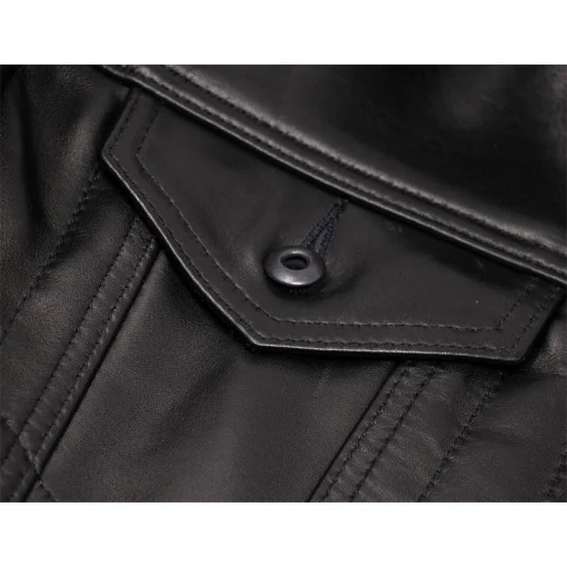 Men's Schott Naked Cowhide Jean Black Leather Jacket