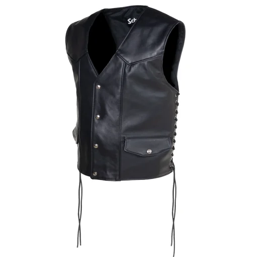 Schott Genuine Pebbled Cowhide Biker Leather Vest